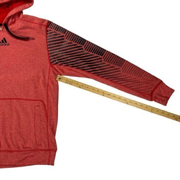 Adidas Ultimate Hoodie Mens Sz M Red Black Striped Climawarm Athletic Sweatshirt - Picture 15 of 16
